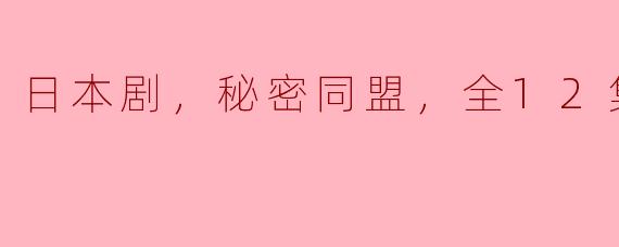 日本剧，秘密同盟，全12集