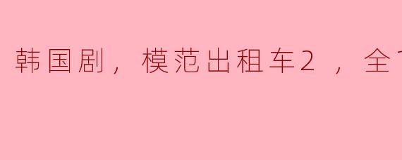 韩国剧，模范出租车2，全16集