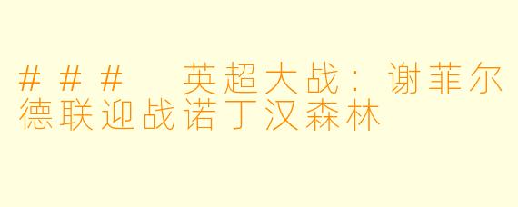 ### 英超大战：谢菲尔德联迎战诺丁汉森林