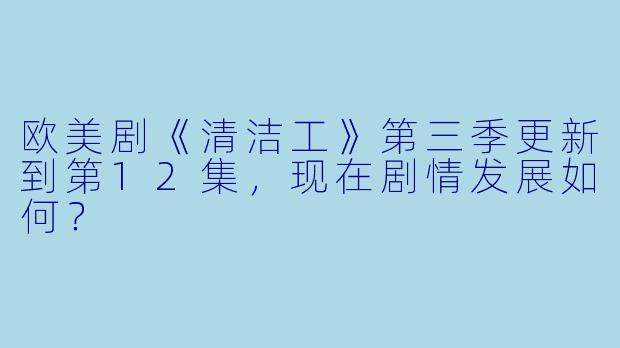 欧美剧《清洁工》第三季更新到第12集,现在剧情发展如何?