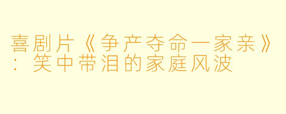 喜剧片《争产夺命一家亲》:笑中带泪的家庭风波