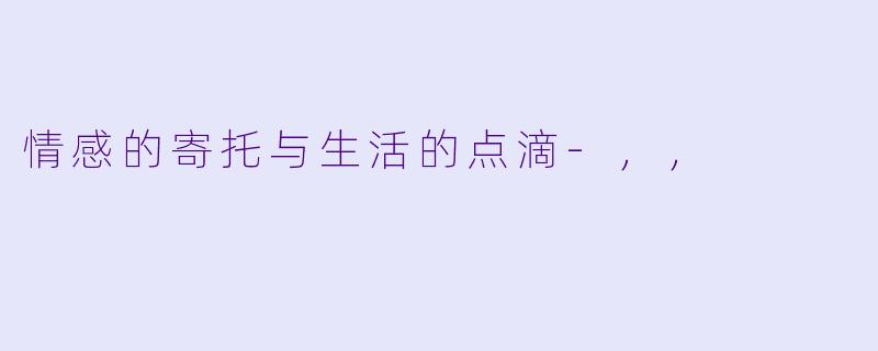 情感的寄托与生活的点滴