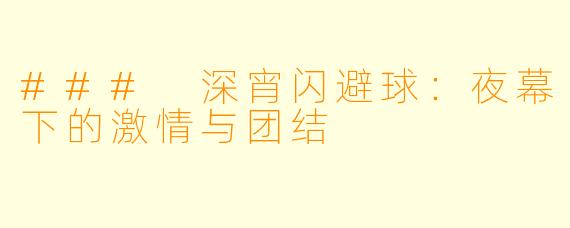 ### 深宵闪避球：夜幕下的激情与团结