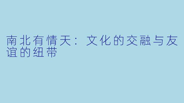 南北有情天：文化的交融与友谊的纽带