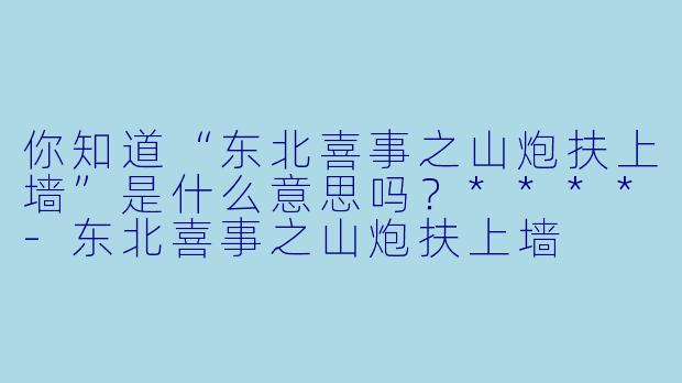 你知道“东北喜事之山炮扶上墙”是什么意思吗?****