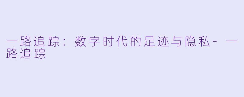 一路追踪：数字时代的足迹与隐私-一路追踪