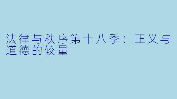 法律与秩序第十八季：正义与道德的较量