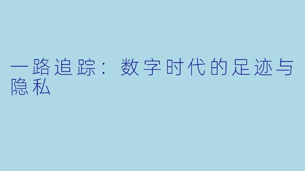 一路追踪：数字时代的足迹与隐私