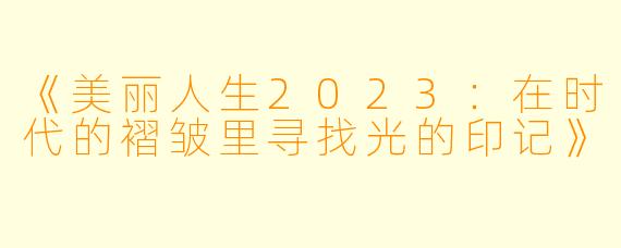 《美丽人生2023：在时代的褶皱里寻找光的印记》