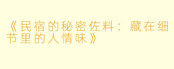 《民宿的秘密佐料：藏在细节里的人情味》