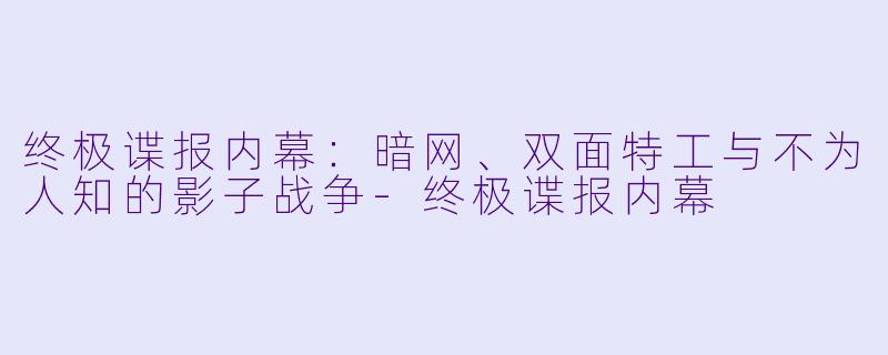 终极谍报内幕：暗网、双面特工与不为人知的影子战争-终极谍报内幕