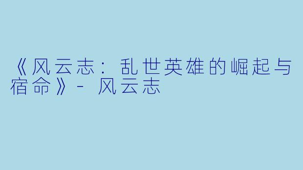 《风云志：乱世英雄的崛起与宿命》-风云志