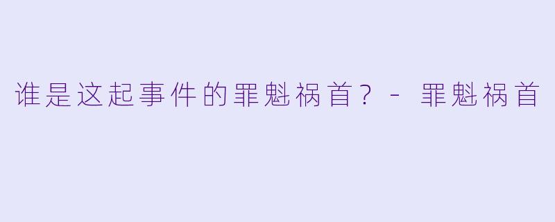 谁是这起事件的罪魁祸首？