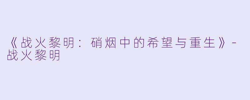 《战火黎明:硝烟中的希望与重生》