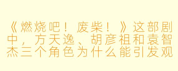 《燃烧吧!废柴!》这部剧中,方天逸、胡彦祖和袁智杰三个角色为什么能引发观众的共鸣?