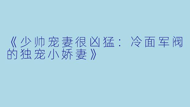 《少帅宠妻很凶猛：冷面军阀的独宠小娇妻》