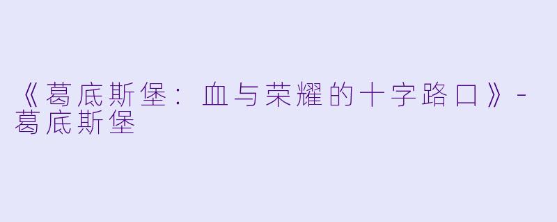 《葛底斯堡：血与荣耀的十字路口》-葛底斯堡
