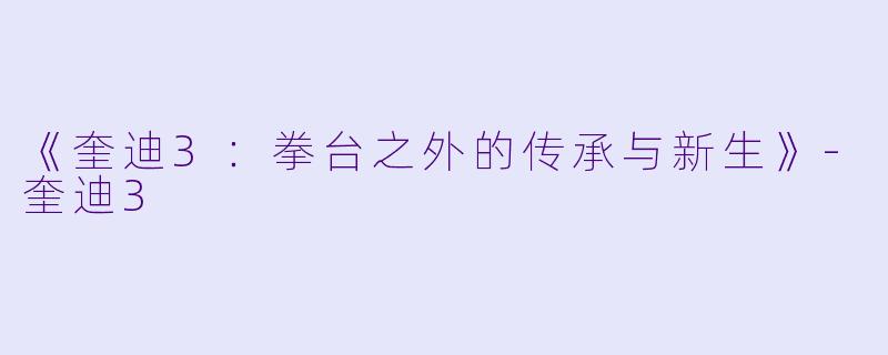 《奎迪3：拳台之外的传承与新生》-奎迪3