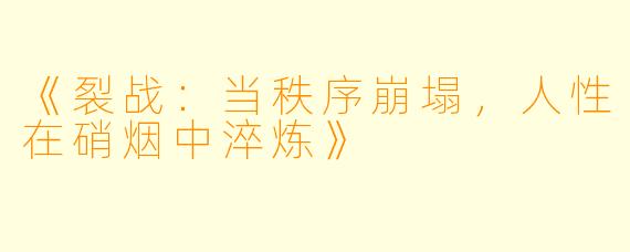 《裂战：当秩序崩塌，人性在硝烟中淬炼》