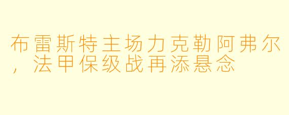 布雷斯特主场力克勒阿弗尔,法甲保级战再添悬念