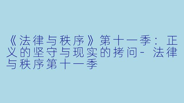 《法律与秩序》第十一季：正义的坚守与现实的拷问-法律与秩序第十一季