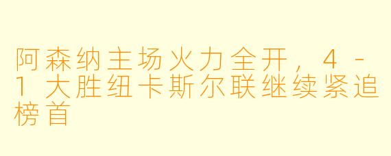 阿森纳主场火力全开，4-1大胜纽卡斯尔联继续紧追榜首