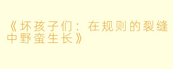 《坏孩子们：在规则的裂缝中野蛮生长》