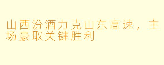 山西汾酒力克山东高速，主场豪取关键胜利