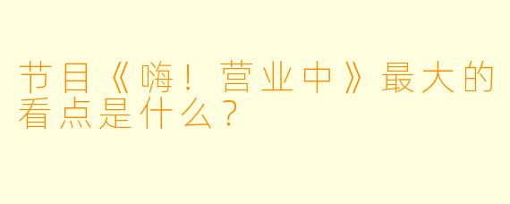 节目《嗨!营业中》最大的看点是什么?
