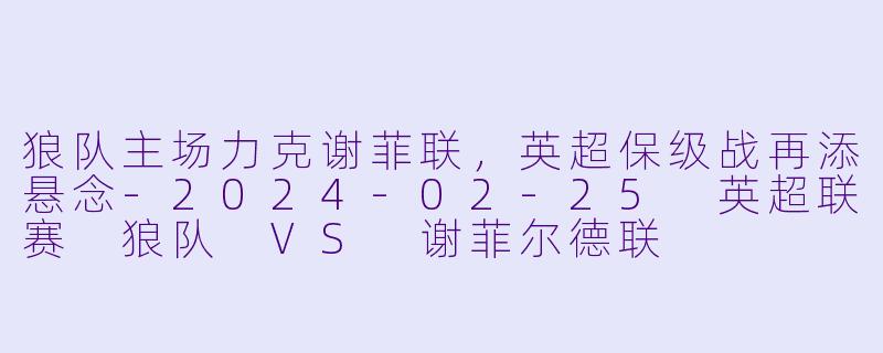 狼队主场力克谢菲联，英超保级战再添悬念-2024-02-25 英超联赛 狼队 VS 谢菲尔德联