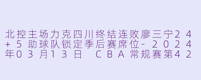 北控主场力克四川终结连败廖三宁24+5助球队锁定季后赛席位-2024年03月13日 CBA常规赛第42轮 北京控股vs四川金强