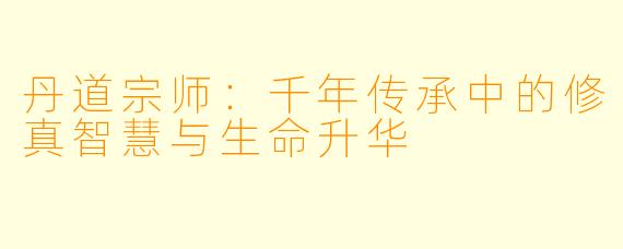 丹道宗师：千年传承中的修真智慧与生命升华