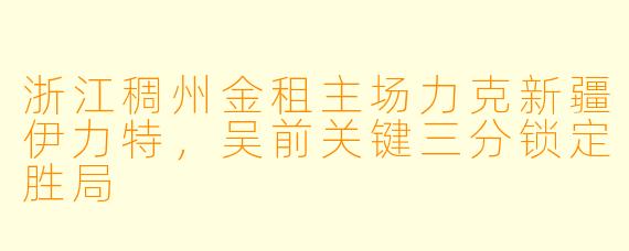 浙江稠州金租主场力克新疆伊力特,吴前关键三分锁定胜局