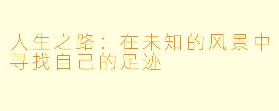 人生之路：在未知的风景中寻找自己的足迹