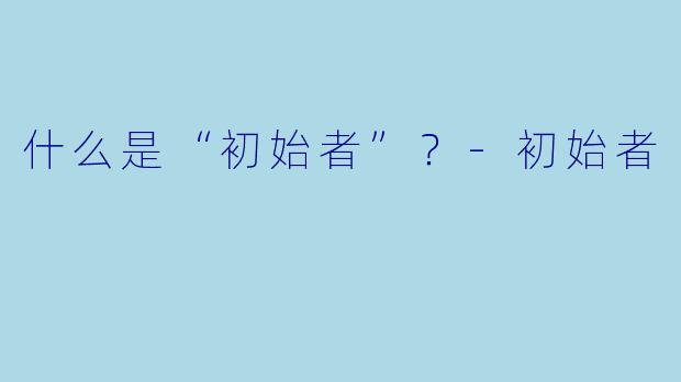 什么是“初始者”?