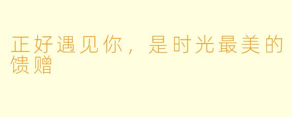 正好遇见你，是时光最美的馈赠