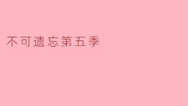 不可遗忘第五季
