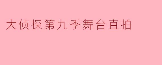 大侦探第九季舞台直拍