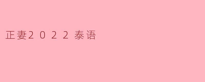 《正妻2022》是一部怎样的泰剧?主要讲述了什么故事?