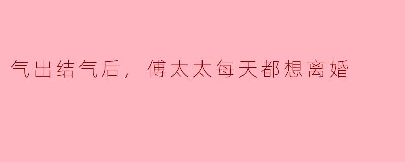 《气结难消：傅太太的每日离婚冲动》