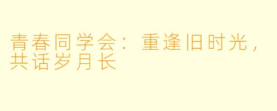 青春同学会：重逢旧时光，共话岁月长