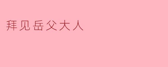 拜见岳父大人
