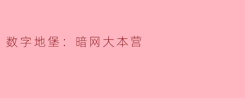 数字地堡：暗网大本营