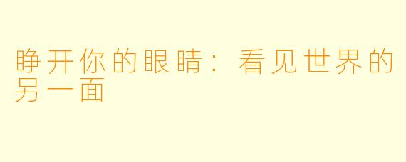 睁开你的眼睛：看见世界的另一面