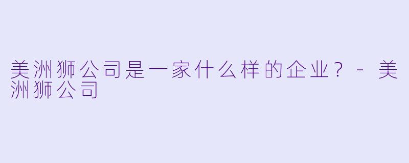 美洲狮公司是一家什么样的企业？
