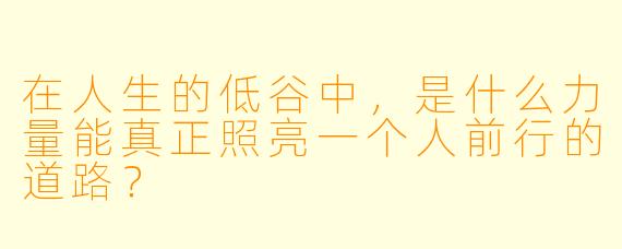在人生的低谷中，是什么力量能真正照亮一个人前行的道路？