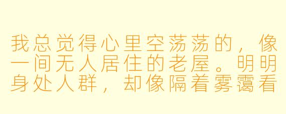 我总觉得心里空荡荡的，像一间无人居住的老屋。明明身处人群，却像隔着雾霭看世界——热闹是他们的，我只有寂静。这感觉是“寂寞”吗？还是别的什么？