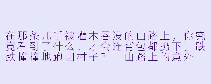 在那条几乎被灌木吞没的山路上，你究竟看到了什么，才会连背包都扔下，跌跌撞撞地跑回村子？-山路上的意外