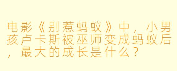 电影《别惹蚂蚁》中，小男孩卢卡斯被巫师变成蚂蚁后，最大的成长是什么？