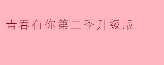青春有你第二季升级版